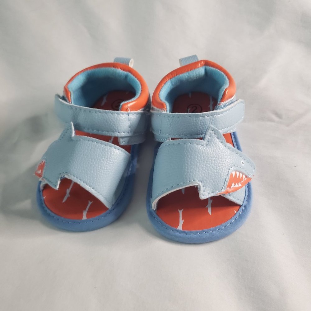 Baby Boy Blue Shark Sandals Size 2